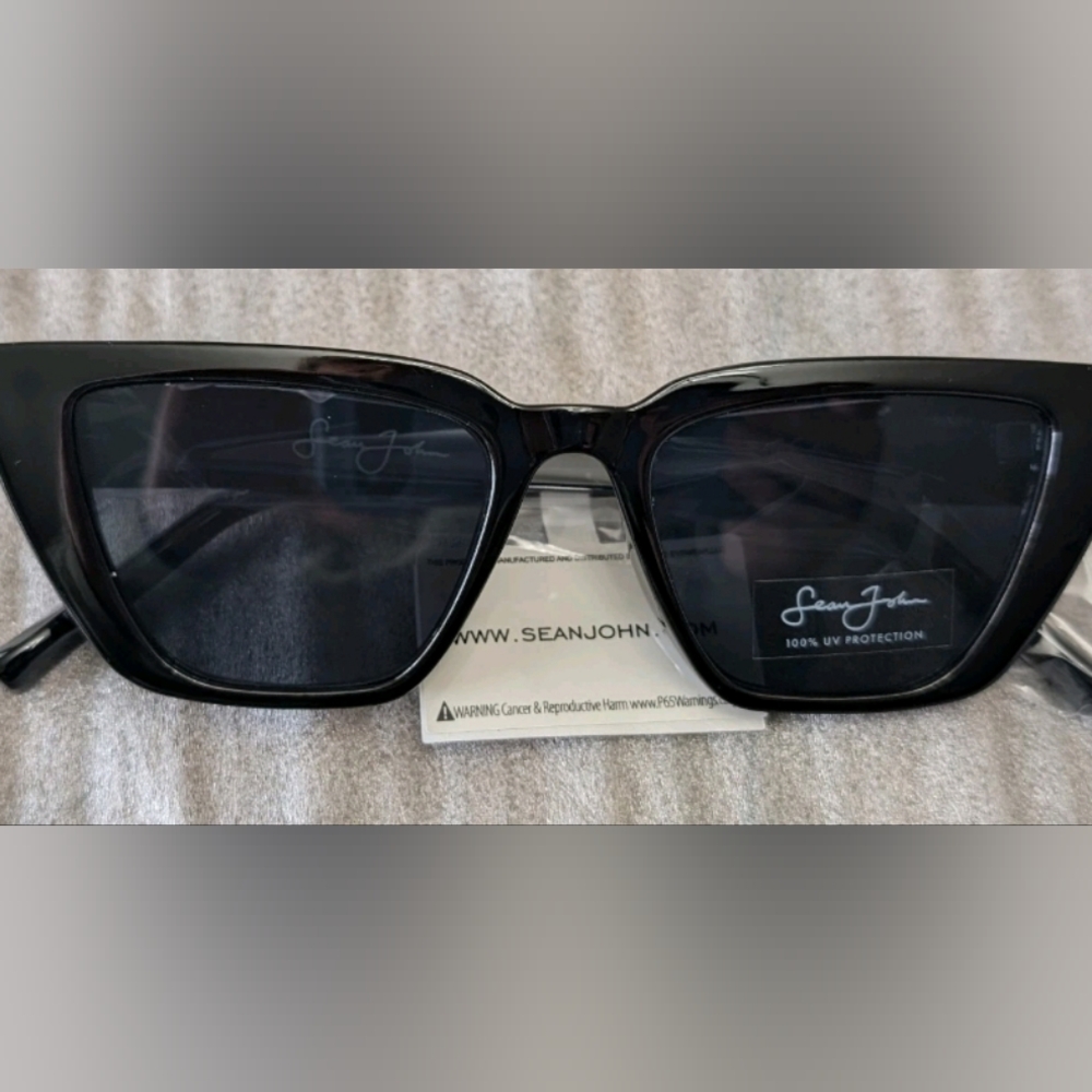SEAN JOHN Women's SJS2008 001 Black CAT EYE SUNGLASSES TRENDY STYLE New